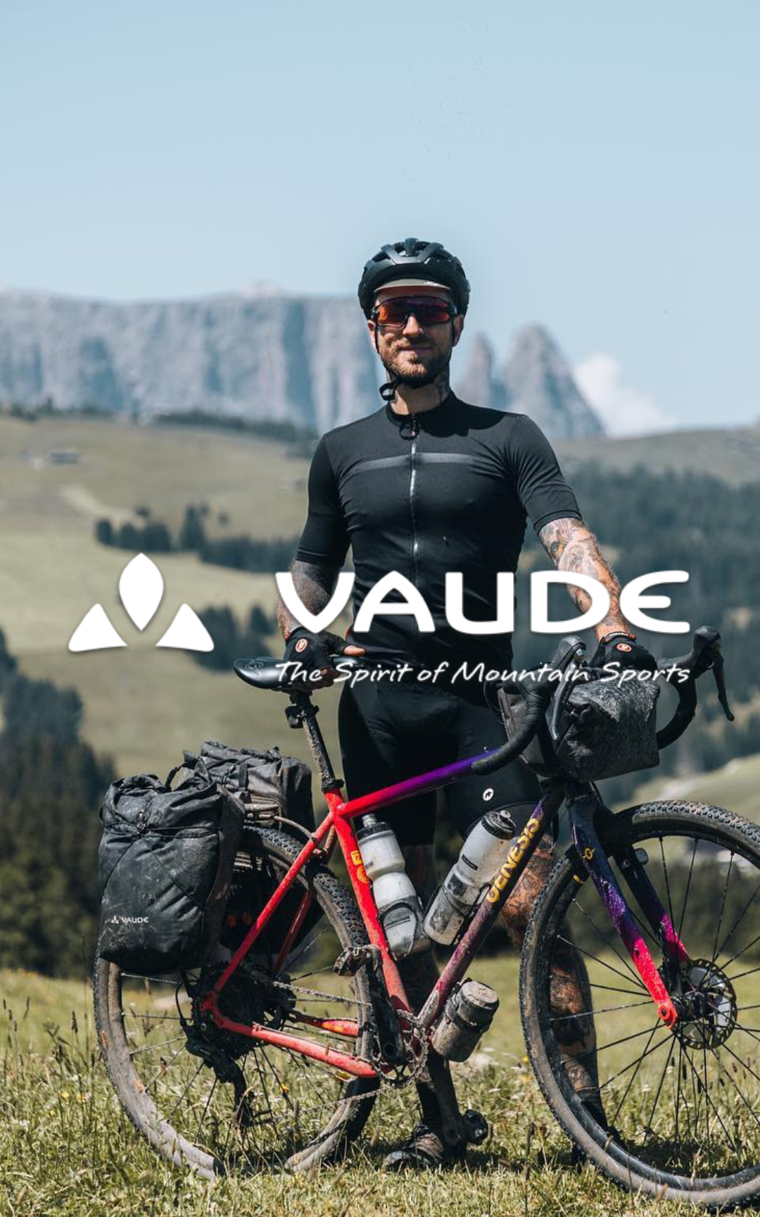 Vaude est une marque allemande qui fabrique des vêtements et sacoches pour le vélo. C'est une marque écologique.